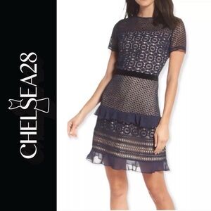 Chelsea28 Navy and Black Lace Mini Dress Sz. S